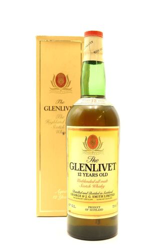 (1) The Glenlivet 12 Years Old Unblended All Malt Scotch Whisky, 43% ABV, 750ml, Circa 1970s