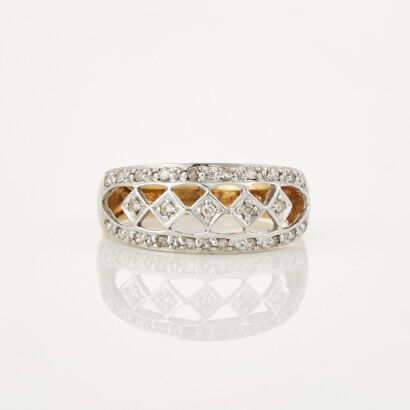 9ct Yellow and White Gold, .20ct Diamond Dress Ring