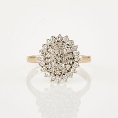 9ct Yellow Gold, Oval Cluster .50ct Diamond Ring