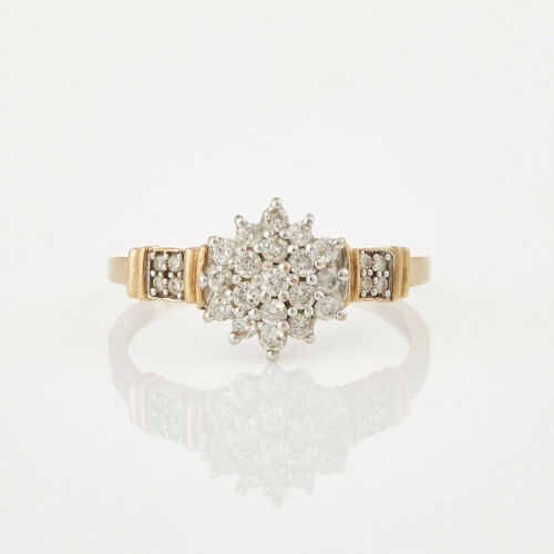 9ct Yellow Gold, Round Cluster .50ct Diamond Ring