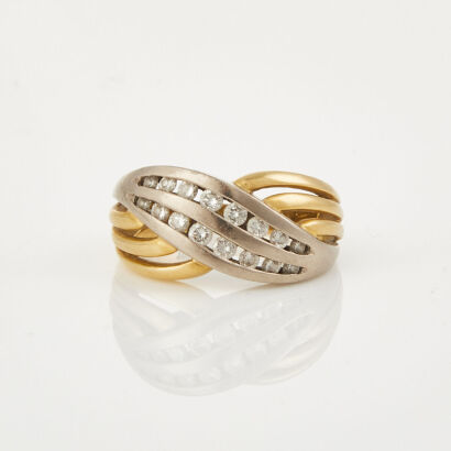 18ct Yellow Gold, Modern Channel set, .39ct Diamond Ring