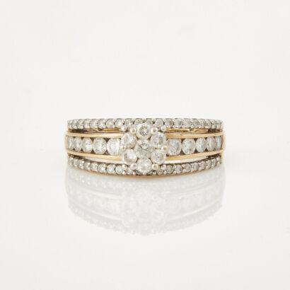 9ct Yellow Gold, 1.00ct Diamond Dress Ring