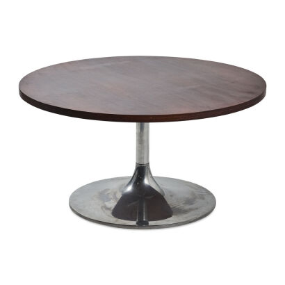 A&nbsp;Rosewood and Chrome Circular Coffee Table