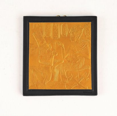 A Signed Wedgwood Basalt and Gold Tile&nbsp;