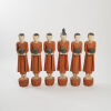 A Wood Carved Buddha and Five Monk Figures