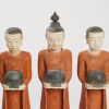 A Wood Carved Buddha and Five Monk Figures - 2