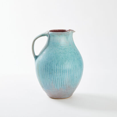 A Blue and Purple Ceramic Jug