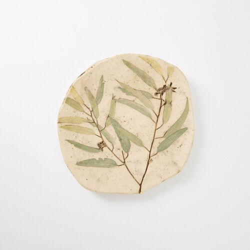 A Plate Decorated with Eucalyptus Leaves