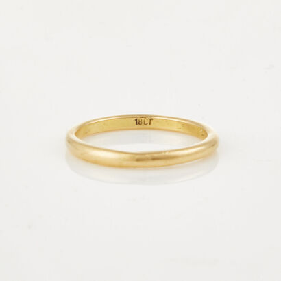 18ct Yellow Gold, 2mm Wide Plain Band, Size K1/2