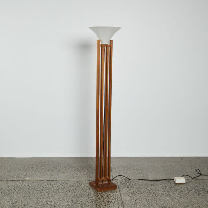 A Modernist Floor Standing Rimu Lamp