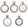 Five Swiss Early 20th Century Gunmetal Cased Open Face Pocket Watches