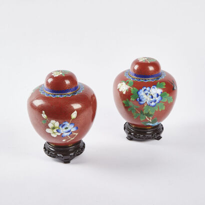 A Pair of Cloisonne Ginger Jars