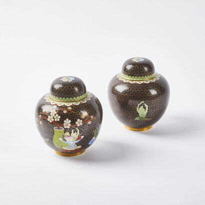 A Pair of Cloisonne Ginger Jars