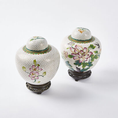 A Pair of Cloisonne Ginger Jars