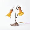 A Lily Tiffany Style Art Nouveau Brass Lamp