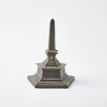 A Vintage Metal Japanese Monument Model