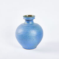 A Large Graeme Storm Barium Blue Vase With Impressed Mark