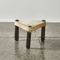 A Vintage Cowhide Triangular Stool