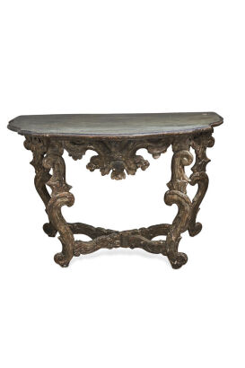 A French Rococo 18th Century Carved and Gesso Console Table