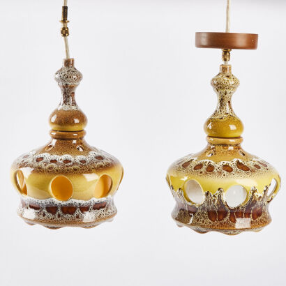 A Pair Of Retro Ceramic Pendant Lights