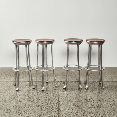 A Collection Of Four Indecasa Aluminium Stools