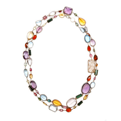 A 14ct Gold Multicoloured Gemstone Necklace