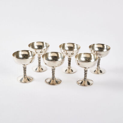 A Collection Of Six Valero Spain Silver Plated Coupes