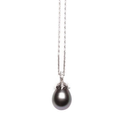 A Platinum and Diamond Tahitian Pearl Pendant
