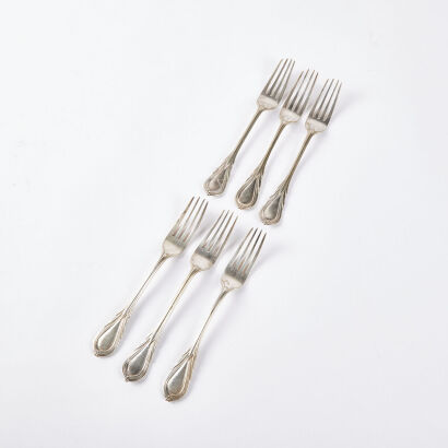 A Set Of Six Vintage Silver Plate Forks