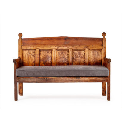 A Pine Settle with Cushion