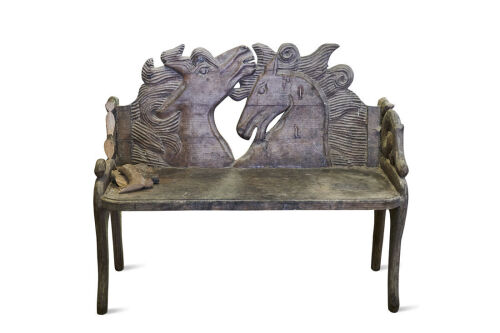 Horse Carved Bench (damaged)