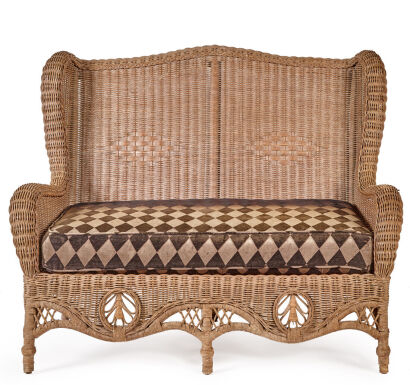 A French Style Cane Loveseat