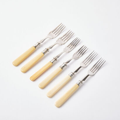 A Set Of Six Antique Bone Handle Forks