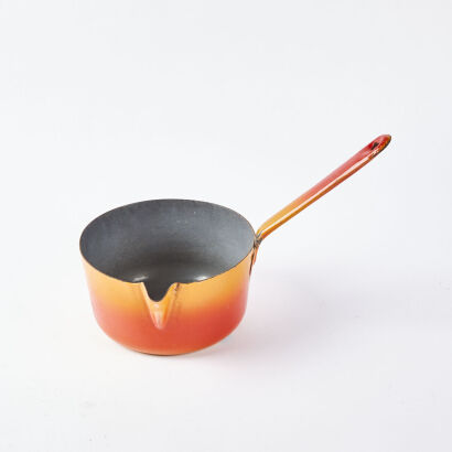 A Vintage LUMA Orange Enamel Saucepan