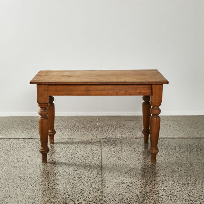 A Vintage Kauri Table With Turned Legs