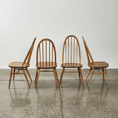 A Set Of Four Elm Ercol Quaker Dining Chairs By Lucien Ercolani