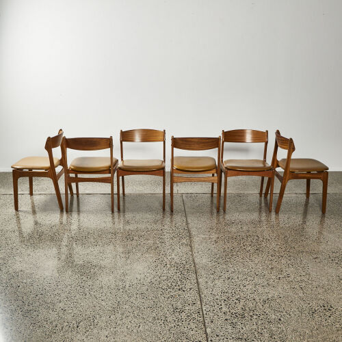 A Set Of Six Otto Larson Dining chairs, With Makers Mark And Stamp Dated May 1975