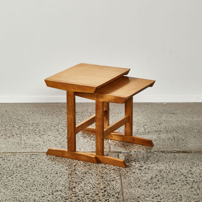 A Pair Of Rimu Mid-Century Nesting Side Tables