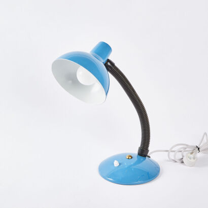 A Retro Adjustable Desk Lamp In Blue