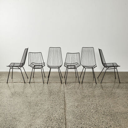 A Suite Of Six Mid Century Wire Chairs