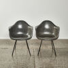 A Pair Of Original Fibreglass Eames For Hermann Miller DAX Chairs In Elephant Grey