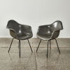 A Pair Of Original Fibreglass Eames For Hermann Miller DAX Chairs In Elephant Grey - 2