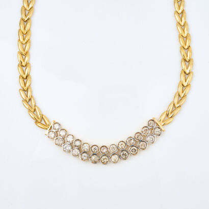 12ct Yellow Gold, 9.50ct Diamond Set Necklace