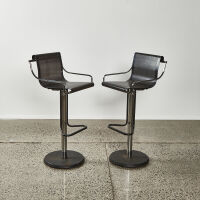 A Pair Of Airon Italian Mid Century Modern Swivel Stools