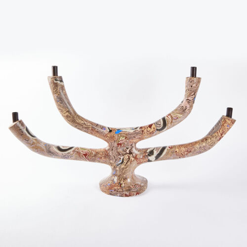 A Ghastly Studios Scagliola Taurus Candelabra By Katherine Rutecki and Katrina Kerr