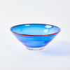 A Garry Nash Blue Glass Bowl With A Red Rim