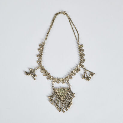 An Asian silver necklace