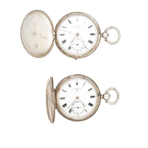 Two Victorian Keywind Silver Hunter Cased Pocket Watches, C.1881-1891