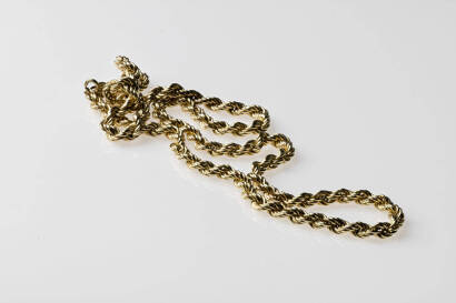 A gold rope chain necklace. 14ct yellow gold. Weight 24.4 grams. Length 620mm. 