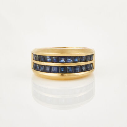 18ct Yellow Gold, 1.00ct Carre Cut Sapphire Ring